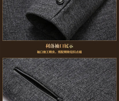 Abrigo de lana grueso con cuello tipo bufanda para hombre, ideal para otoño/invierno. Chaqueta de lana de alta calidad, estilo moderno y corte medio.