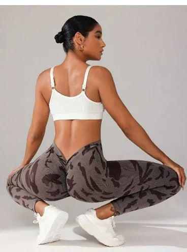 Leggings de nailon para gimnasio, yoga, espalda en V, efecto push-up en glúteos, ciclismo, fitness, ropa deportiva para entrenamiento.