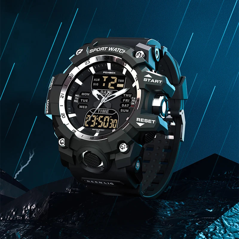 LIGE Reloj Original para Hombre, Reloj de Pulsera Deportivo Militar de Moda con Cronógrafo de Cuarzo, Relojes de Lujo con Doble Pantalla LED y Calendario para Hombre