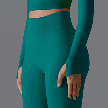 Leggings deportivos de yoga para mujer, sin costuras, cintura alta, elásticos, color sólido, para gimnasio, correr, secado rápido, realce y efecto moldeador.