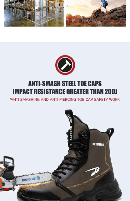 Botas de trabajo de seguridad para hombre con puntera de acero, nuevas, antiaplastamiento y antipinchazos. Calzado antideslizante para hombre, modelos para las cuatro estaciones.