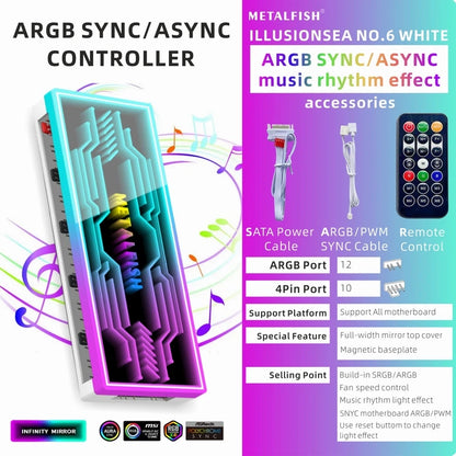 METALFISH Divisor de ventilador ARGB con PWM de 4 pines para refrigeración de ordenador, radiador de CPU SYNC, tira de luces LED de 5 V y 3 pines, mando a distancia