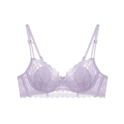 Sujetador de encaje con escote en V profundo y tirantes de lazo, con aro de acero suave, a prueba de golpes, para mujer, con pechos fruncidos, ropa interior push up antiflacidez.