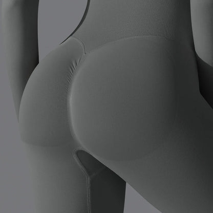 Leggings deportivos de yoga para mujer, sin costuras, cintura alta, elásticos, color sólido, para gimnasio, correr, secado rápido, realce y efecto moldeador.