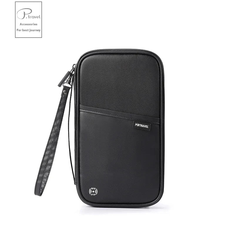Cartera organizadora para pasaporte de viaje con tarjetero, estuche para documentos, bandolera familiar, bolsa para guardar billetes y efectivo para viajes al extranjero.