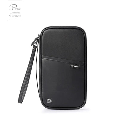 Cartera organizadora para pasaporte de viaje con tarjetero, estuche para documentos, bandolera familiar, bolsa para guardar billetes y efectivo para viajes al extranjero.