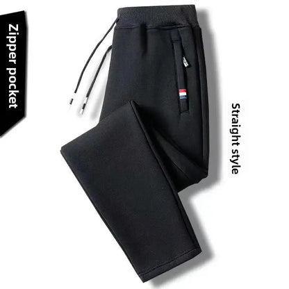 Pantalones deportivos de seda de hielo para hombre, de verano, finos, elásticos, sueltos, informales, transpirables, para correr al aire libre, pantalones largos, talla grande
