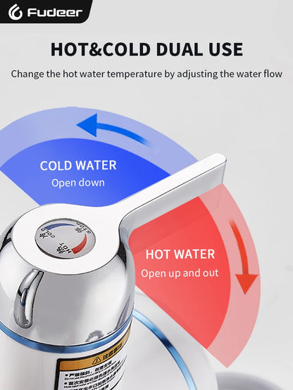 Calentador de agua eléctrico Fudeer de 3000 W y 220 V para grifo de cocina, sin tanque, calentamiento instantáneo, mezclador con agua caliente y pantalla digital.