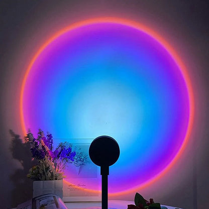Lámpara de proyección LED de atardecer con arcoíris, luz nocturna de ambiente, luz de relleno para fotografía, artefacto creativo para decoración de habitación, regalo