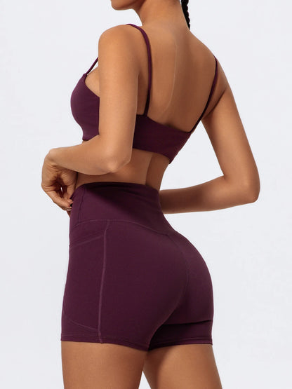 Ctenkevet - Conjunto de dos piezas para mujer, para gimnasio, entrenamiento, sujetador de yoga, pantalones cortos, ropa deportiva, camisola de secado rápido