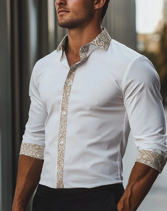 2025 Men's Spring and Summer Casual Long Sleeve Shirt/Men's Lapel Button Slim Casual Shirt Large Size XS-6XL High Quality