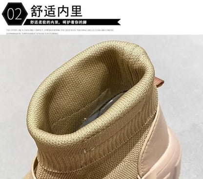 Botines de plataforma alta de 8 cm para mujer, botas cortas con suela gruesa y suela gruesa, antideslizantes, para motocicleta, para otoño