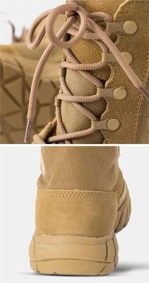 Botas tácticas ligeras para hombre, botas de combate, entrenamiento, con cordones, impermeables, para actividades al aire libre, senderismo y transpirables.