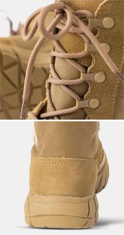 Botas tácticas ligeras para hombre, botas de combate, entrenamiento, con cordones, impermeables, para actividades al aire libre, senderismo y transpirables.