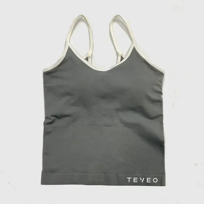 TEVEO - Pantalones cortos deportivos de yoga para mujer, pantalones deportivos elásticos para fitness y ciclismo, conjunto de sujetador de yoga corto Ignite Sculpt Scrunch, leggings