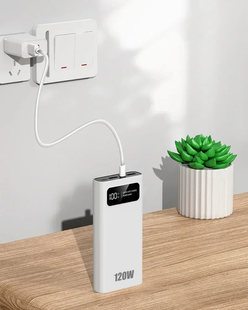 Banco de energía Xiaomi de 500.000 mAh y 120 W con carga ultrarrápida y pantalla digital de alta capacidad para iPhone, Samsung y Huawei.