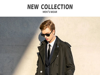 Super long windbreaker down liner  weatherproof men's trench coat British trend black trench coat men's casual coat
