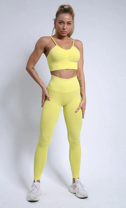 Conjunto deportivo para mujer, top deportivo, leggings de yoga, sujetador deportivo, leggings sin costuras para realce de glúteos.