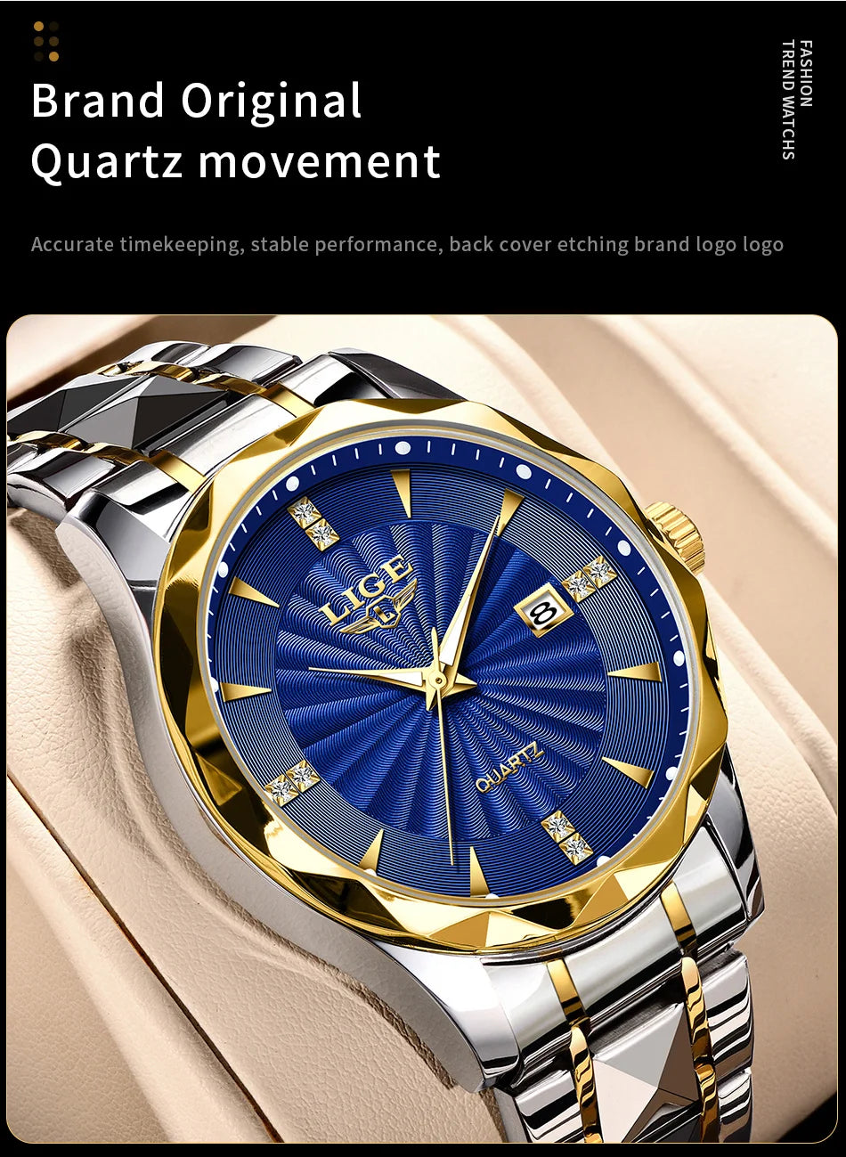 Reloj de lujo LIGE para mujer, moderno, deportivo, para exteriores, luminoso, de cuarzo, con movimiento importado, resistente al agua, de acero inoxidable.