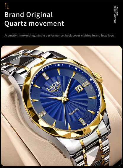Reloj de lujo LIGE para mujer, moderno, deportivo, para exteriores, luminoso, de cuarzo, con movimiento importado, resistente al agua, de acero inoxidable.