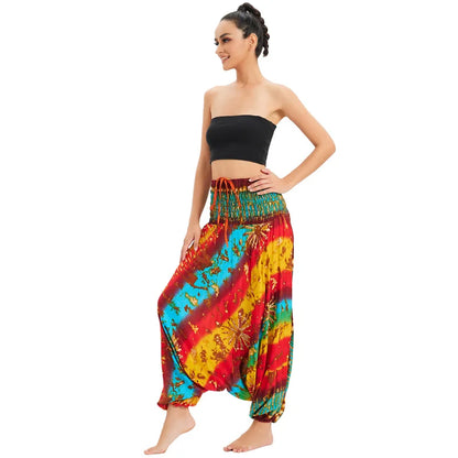 Bohemian Pants Women Pantalones Mujer Hippie High Waist Rayon Harem Baggy Boho Yoga Beach Wear Pour Femme Calca Feminina Printed