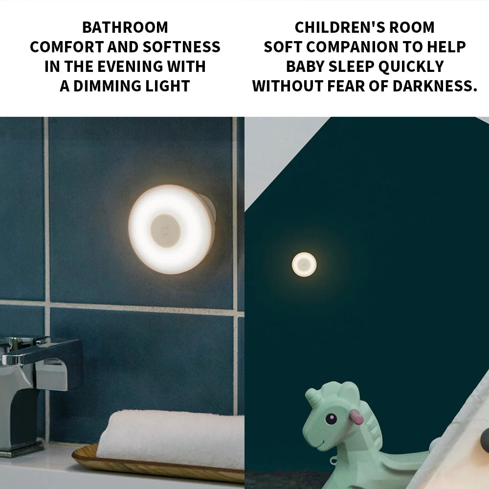 Luz nocturna LED por inducción Xiaomi Mijia, 2 lámparas, brillo ajustable, sensor infrarrojo inteligente de presencia humana con base magnética