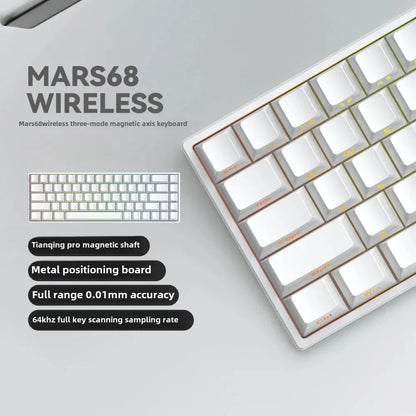 Teclado mecánico para juegos con eje magnético Mars 68 PRO, 0 zonas muertas, conectar y desconectar, luz RGB, cableado, inalámbrico, seleccionable