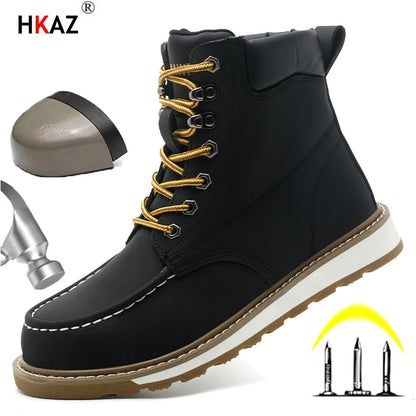 Botas de trabajo para hombre, con puntera de acero, puntera blanda, impermeables, antideslizantes, antiperforación, resistentes al deslizamiento, botas de seguridad para el trabajo.