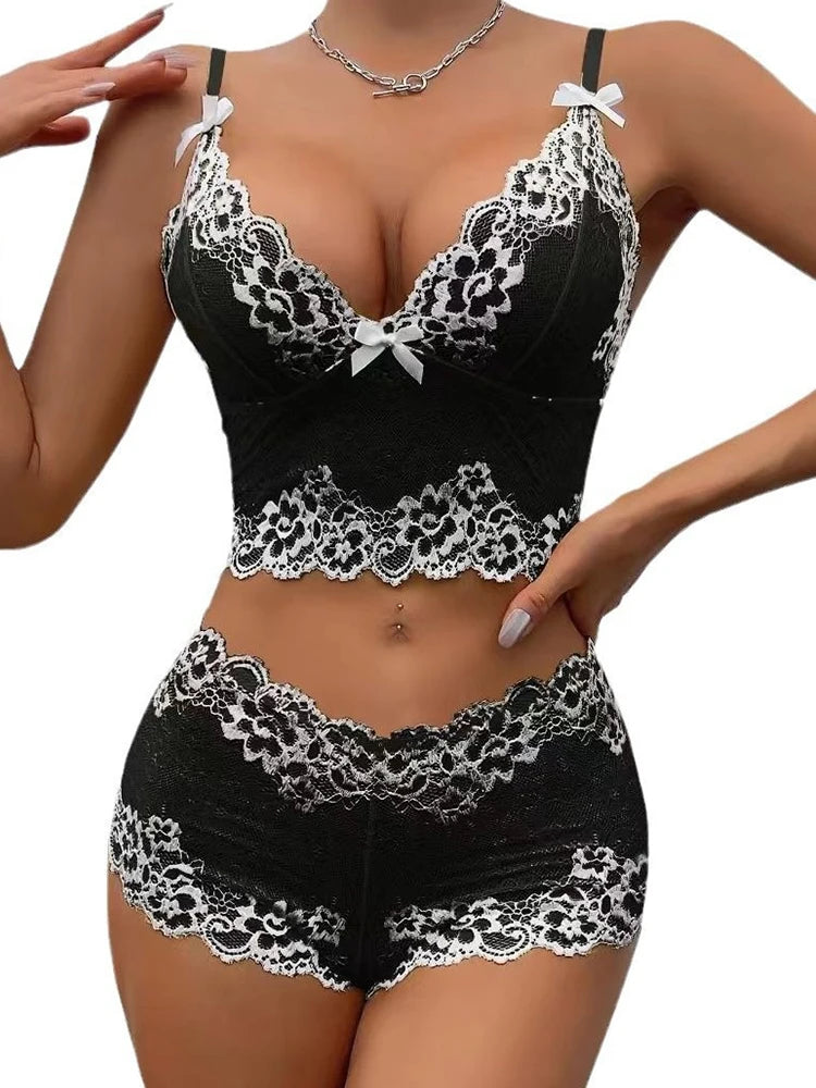 Conjunto de lencería sexy con sujetador, ropa interior sexy para mujer, bragas exóticas, lencería transparente de encaje con entrepierna abierta, disfraces eróticos porno.