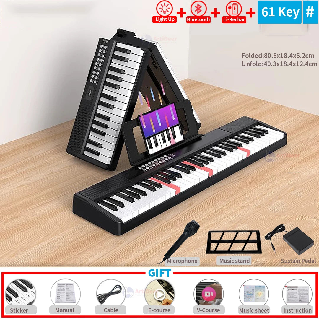 Nuevo piano plegable de 88 teclas, teclado musical MIDI, instrumento musical profesional para niños, sintetizador electrónico portátil para adultos.