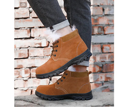 Snow Boots Men's Winter Fur Integrated Men's Shoes Fleece Thickened Warm Labor Insurance Shoes
