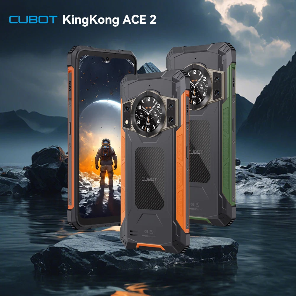 Cubot KingKong ACE 2, smartphone ultradelgado y resistente, Android 14, 16 GB de RAM (6 GB + 10 GB), + 128 GB de ROM, pantalla de 6,56" a 90 Hz, NFC.