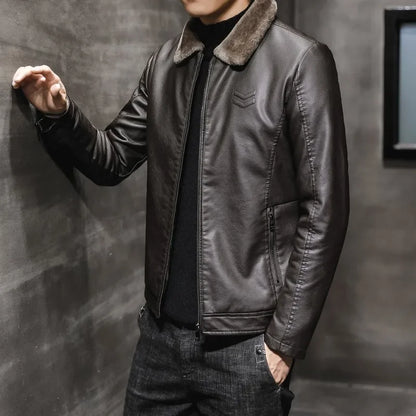 Abrigo de piel sintética de felpa para hombre, informal, a la moda, ajustado, cortavientos, de terciopelo, cálido, talla 4XL