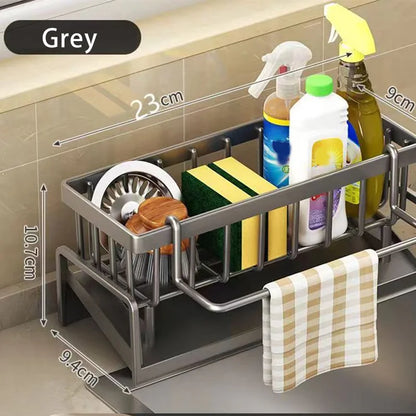 Escurridor de fregadero de plástico, estante autodrenante para fregadero, organizador de cocina, soporte para esponja, escurridor para trapos, toallero, cesta de filtro