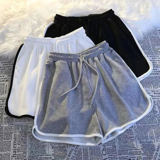 Pantalones cortos deportivos a rayas para mujer, moda coreana, minipantalones cortos casuales, pantalones cortos sencillos de verano, pantalones cortos holgados de pierna ancha para mujer, nuevos