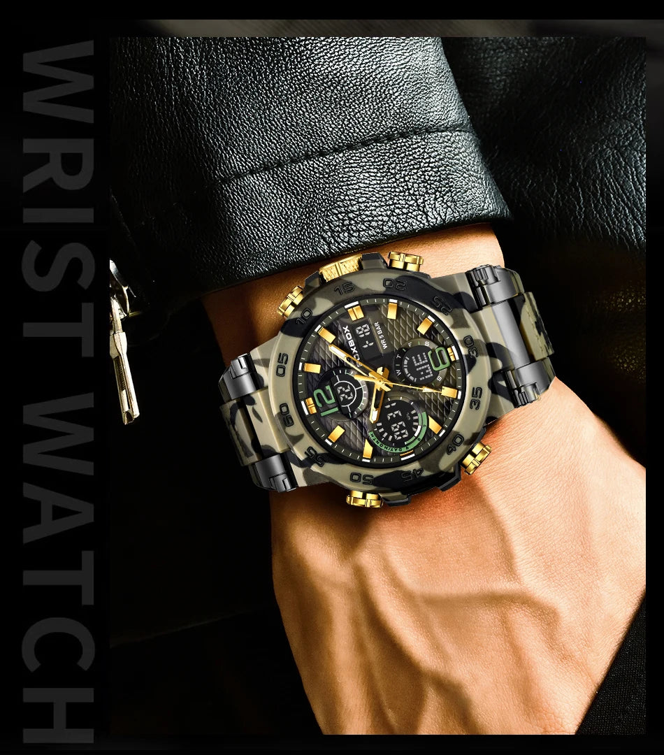 Reloj militar digital LIGE para hombre, resistente al agua hasta 50 m, LED, de cuarzo, deportivo, grande, Masculino