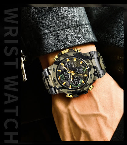 Reloj militar digital LIGE para hombre, resistente al agua hasta 50 m, LED, de cuarzo, deportivo, grande, Masculino