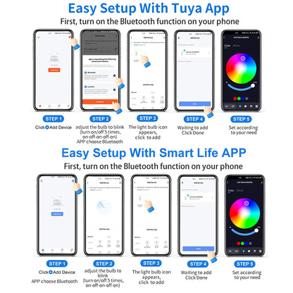 Bombilla LED inteligente Tuya E27 con control por aplicación, luz regulable, Bluetooth, RGB, 220 V, para decoración de dormitorio, fiestas, iluminación inteligente