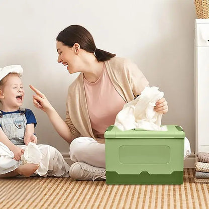 Contenedores de almacenamiento plegables, apilables, portátiles, con tapa y asa, gran capacidad, suministros para la organización del hogar.