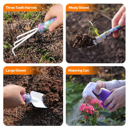 Juego de herramientas para jardinería, plantación, estampado floral, tijeras, aerosol, desmalezadora, podadora, pulverizador, herramientas manuales de jardinería.