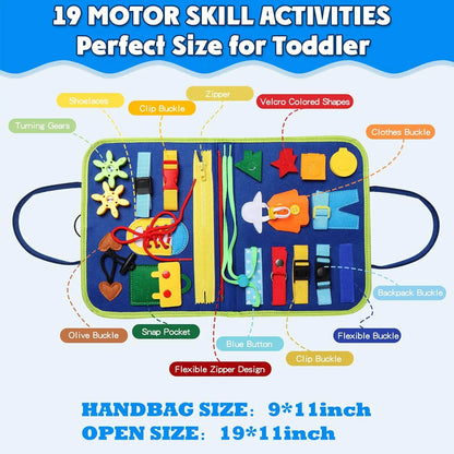 Tablero de actividades Montessori para niños pequeños, juguetes sensoriales, aprendizaje preescolar, actividades educativas de viaje para niños, habilidades motoras finas