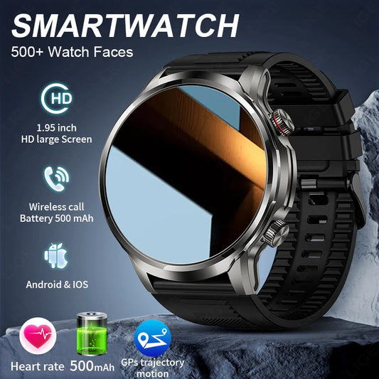 Reloj inteligente LIGE de 1,95 pulgadas con pantalla grande Ultra HD para hombre, llamadas Bluetooth, batería de 500 mAh, para deportes al aire libre y fitness, compatible con Android e iOS.