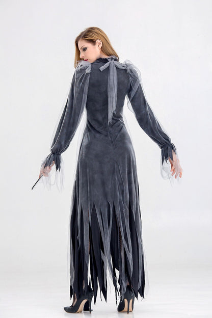Horror Cosplay Witch Women Scary Zombie Vampire Halloween Carnival Costume Spooky Ghost Medieval Hooded Cape Day of The Dead