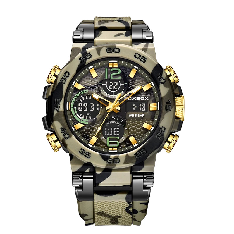 Reloj militar digital LIGE para hombre, resistente al agua hasta 50 m, LED, de cuarzo, deportivo, grande, Masculino