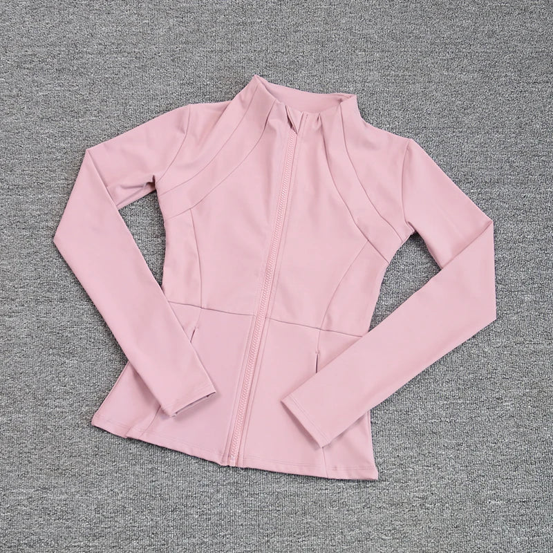 Chaqueta deportiva para mujer, camiseta de yoga, ajustada, de manga larga, para correr, pilates y fitness