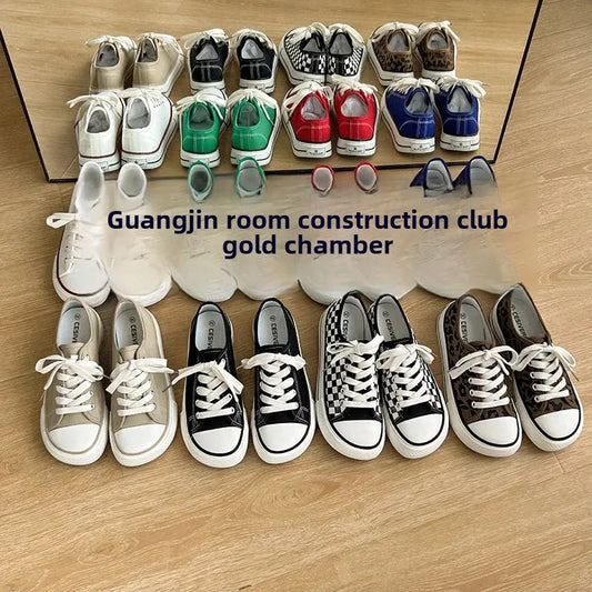 2022 Primavera Versátil Cabeza Grande Estilo Coreano Zapatos de Lona Mujer Estudiante Para Cabeza de Manzana Vintage Clásico Nuevo Color Calle Skateb