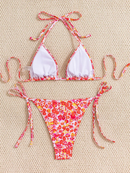 Conjunto de bikini para mujer, novedad de 2025, con tiras laterales ajustables, traje de baño de alta gama, sexy, de dos piezas, para playa, de verano, push up.