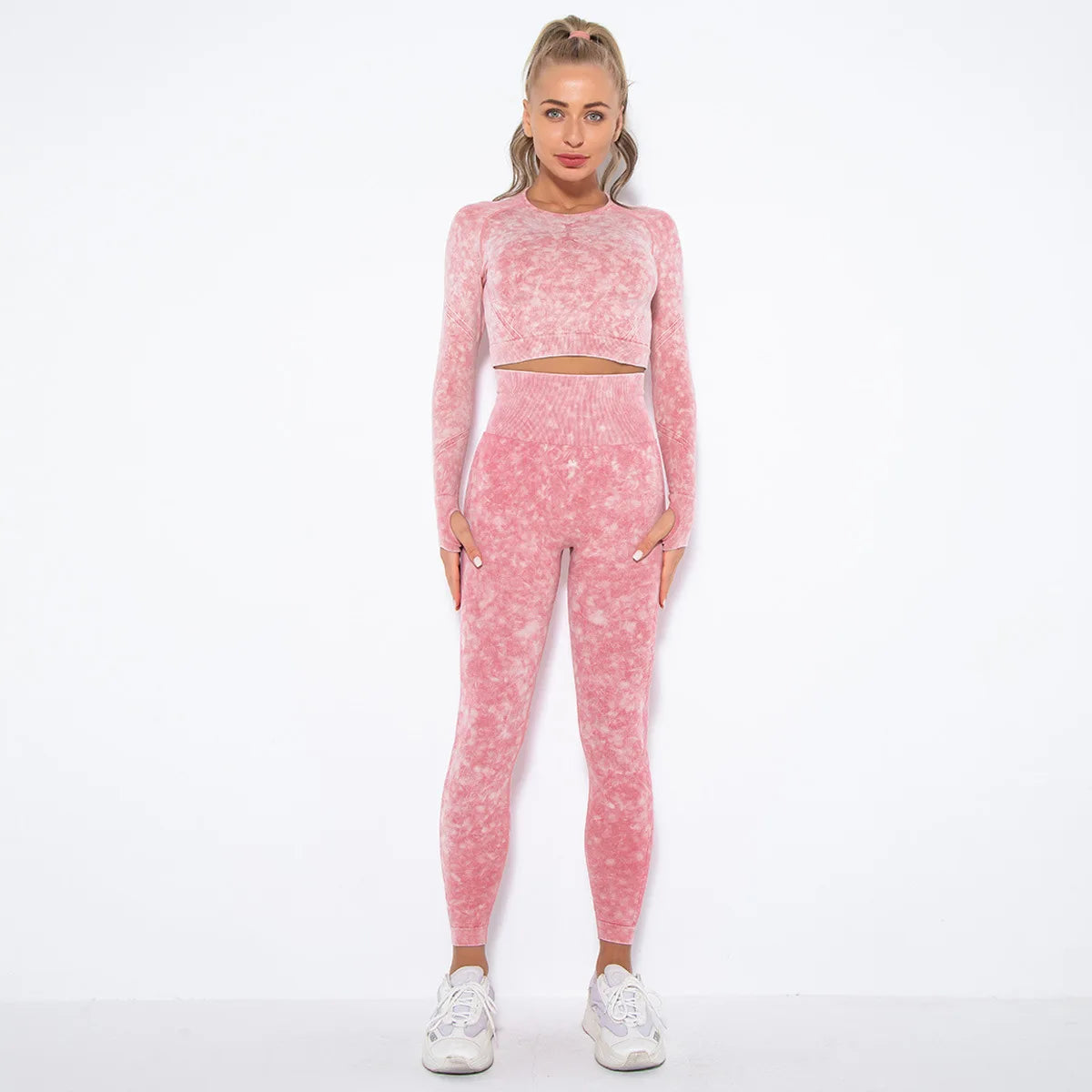 Conjunto de gimnasio con top corto sin costuras para mujer, conjunto de entrenamiento de yoga, ropa deportiva, leggings push up, chándal