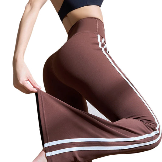 Women Yoga Flare Leggings Fitness Push Up High Waist Wide Leg Workout Pants Gym Elastic Tights Exercise Sport Pant Bell Bottomed