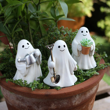 Adorno de ambiente para patio al aire libre, hogar, lindo mini conjunto creativo de resina, bonsái de jardín de Halloween, micro paisaje, decoración de escena
